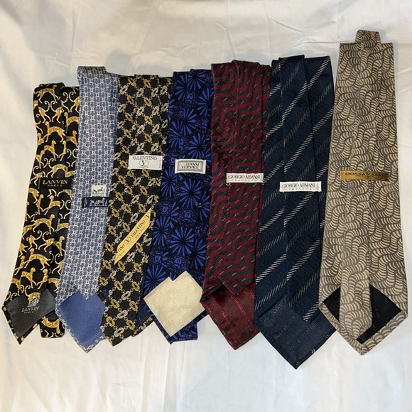 Hermes, Gianni Versace, Valentino Lot/7 Designer Ties Giorgio Armani, Lanvin Par - Picture 5 of 7
